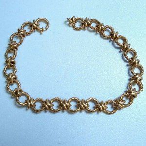 18K Yellow Gold Fancy Link Chain Ladies Designer 8.25" Bracelet (R297)